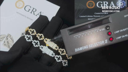 Moissanite Clover Link Bracelet Sterling Silver, Gold & Rose Gold | VVS Moissanite | GRA Certified