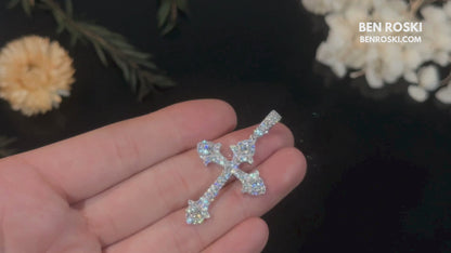 Moissanite Cross Pendant Sterling Silver, Gold & Rose Gold | VVS Moissanite | GRA Certified