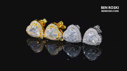 Heart Moissanite Stud Earrings Sterling Silver, Gold, or Rose Gold | VVS1 Moissanite | GRA Certified