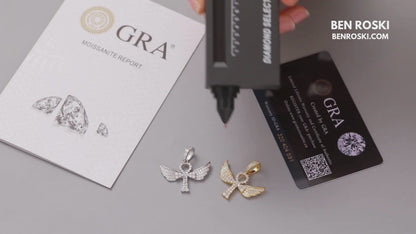 Angel Cross Pendant Necklace Sterling Silver or Gold/Rose Gold Plated | VVS Moissanite | GRA Certified