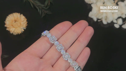 Square Cluster Link Bracelet – 8MM Width | VVS1 Moissanite | GRA Certified