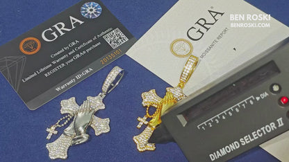 Praying Hands Cross Pendant – 71MM Height | VVS1 Moissanite | GRA Certified