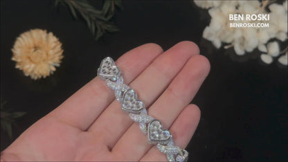 Heart Link Moissanite Necklace Sterling Silver, Gold & Rose Gold | GRA Certified