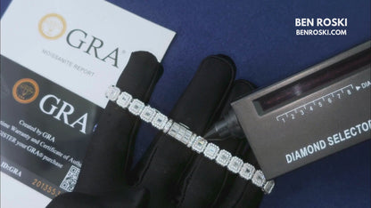 Square Moissanite Cluster Bracelet Sterling Silver | Gold & Rose Gold Plated | GRA Certified