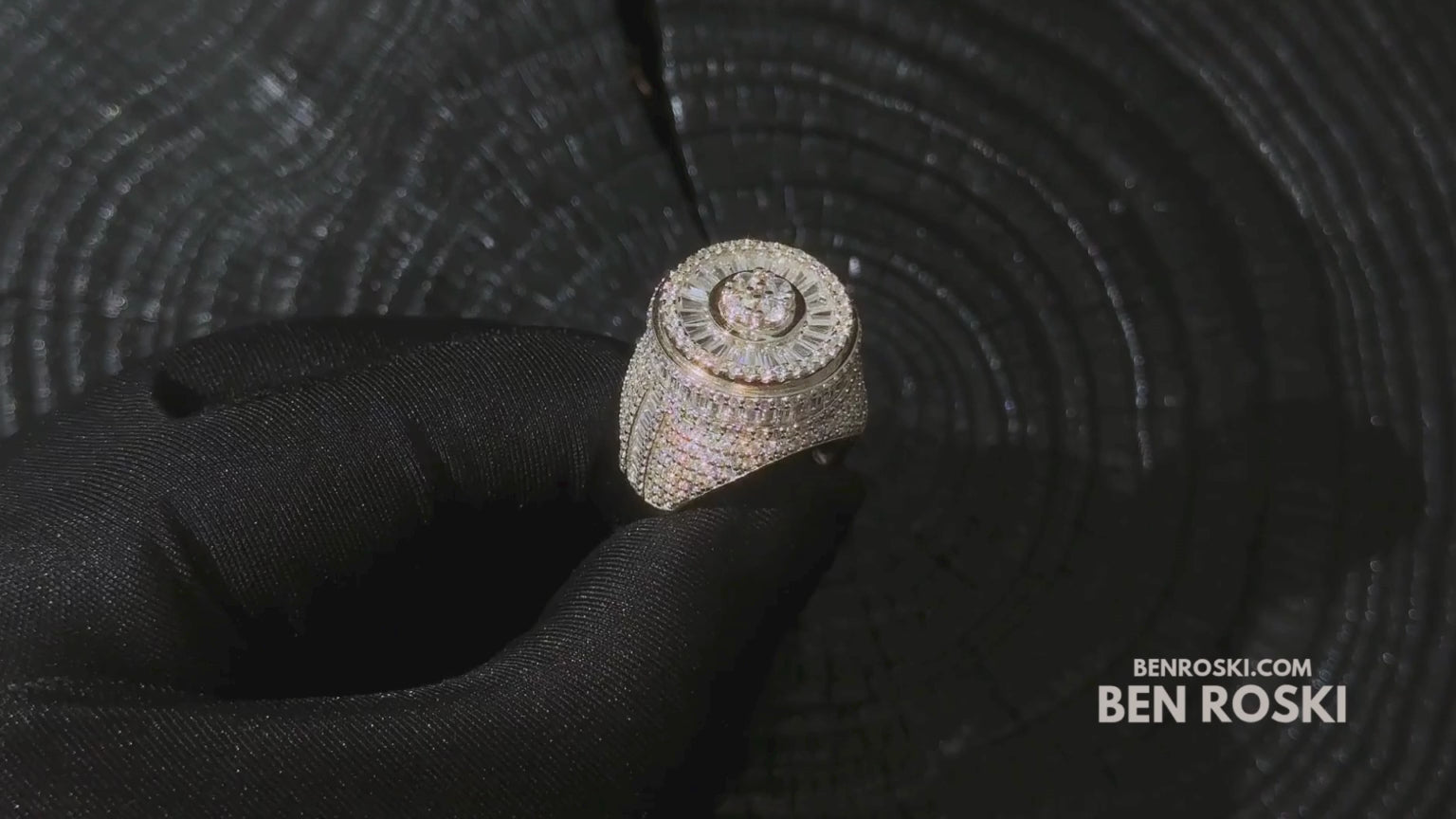 Round Baguette Cluster Ring – 21MM Width | VVS1 Moissanite | GRA Certified