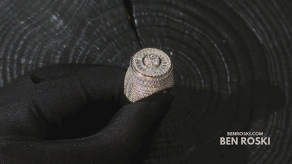 Round Baguette Cluster Ring – 21MM Width | VVS1 Moissanite | GRA Certified