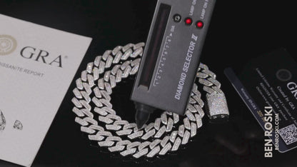 Iced Cuban Link Chain Sterling Silver Multiple Width Options | Moissanite