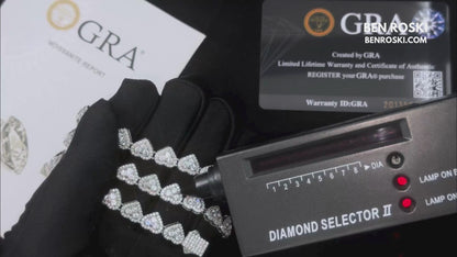 8MM Heart Moissanite Chain Sterling Silver, Gold, or Rose Gold | GRA Certified