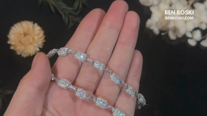 7MM Moissanite Cushion Link Chain Necklace – 22 Inch Sterling Silver, Gold, or Rose Gold | VVS D Color Stones | GRA Certified