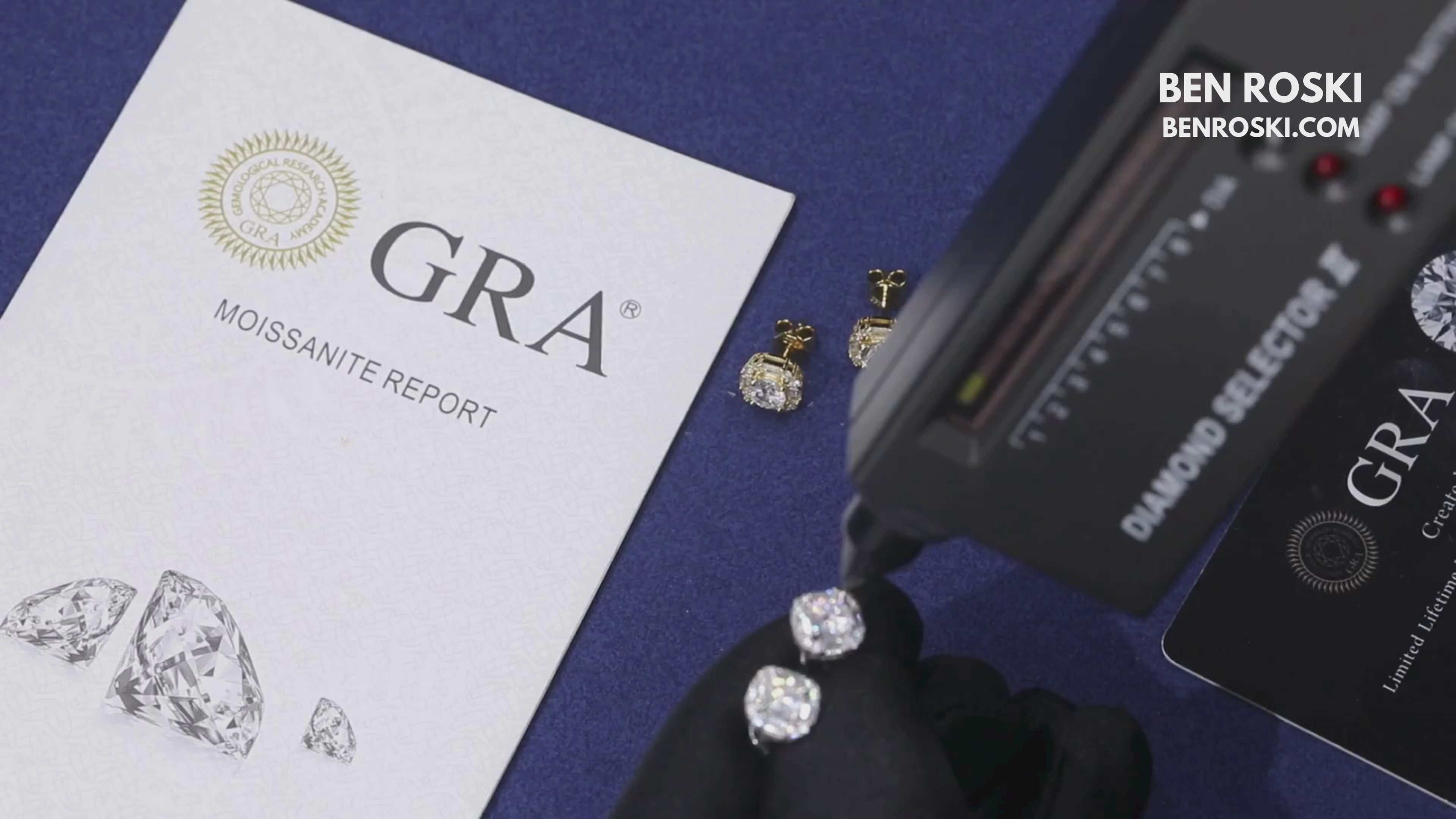 Baguette Halo Stud Earrings Sterling Silver or Gold/Rose Gold Plated | VVS Moissanites | GRA Certified