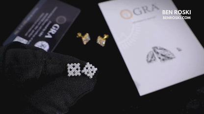 Geometric Cluster Stud Earrings Sterling Silver, Gold, or Rose Gold | VVS Moissanite | GRA Certified