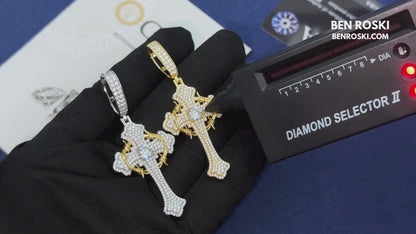 Barbed Cross Pendant Sterling Silver or Gold/Rose Gold Plated | VVS Moissanite | GRA Certified