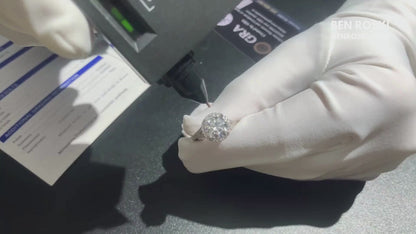 3CT Moissanite Halo Engagement Ring Sterling Silver, Gold & Rose Gold | GRA Certified